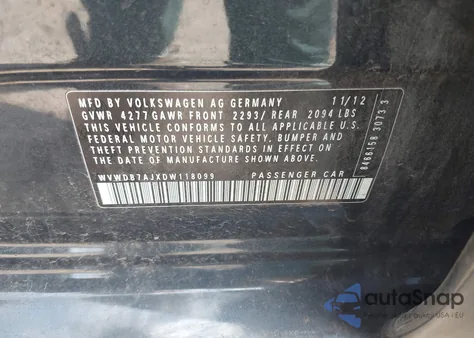 2013 Volkswagen Golf 2.5L 4-Door из США, поврежденный, VIN WVWDB7AJXDW118099